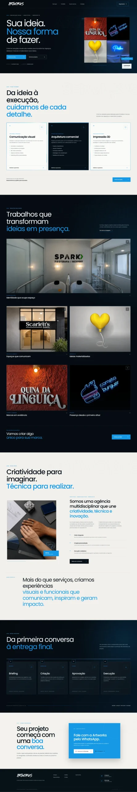 Página completa do projeto Artworks Agency